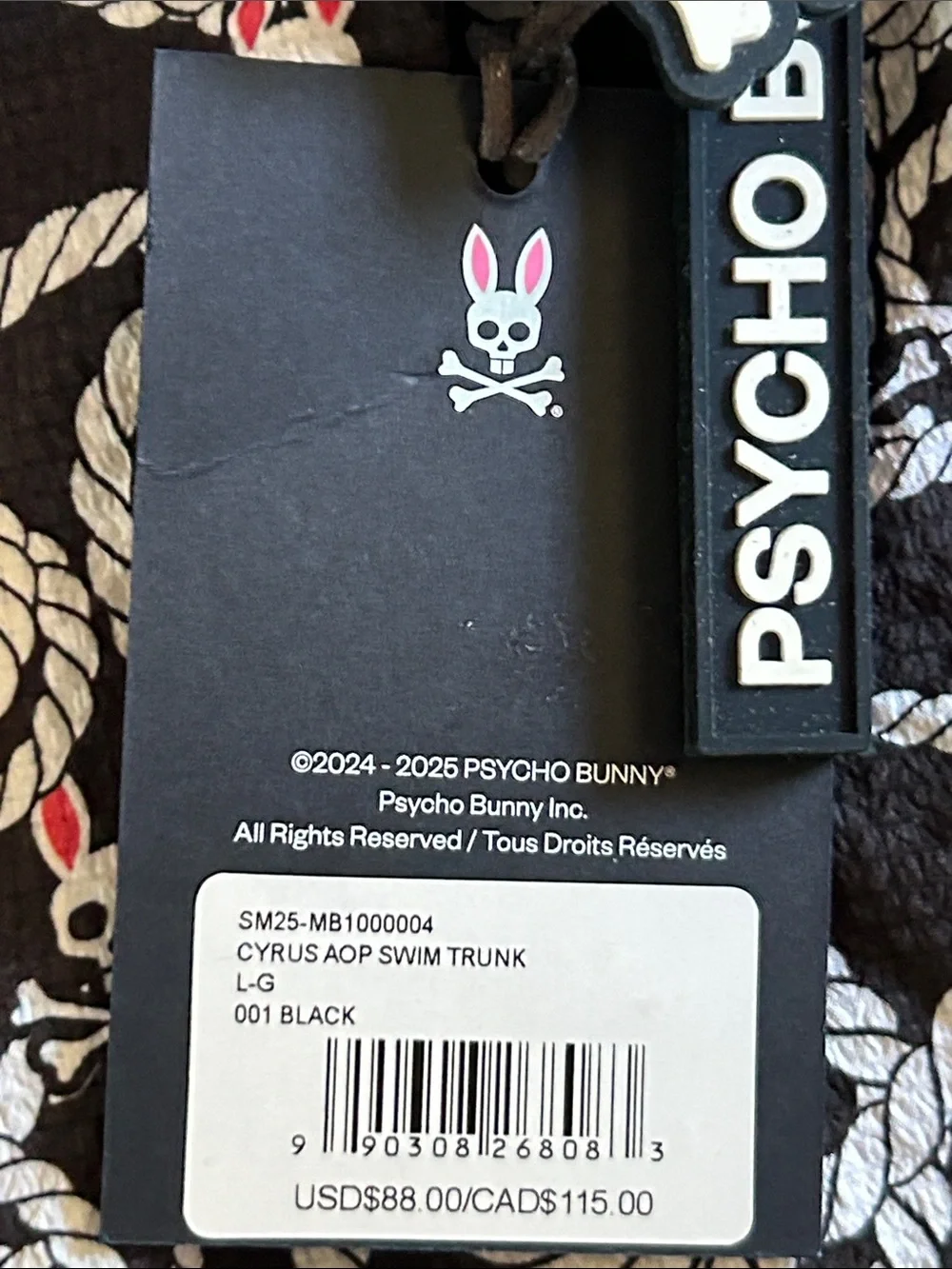 ⭐️NWT!⭐️Psycho Bunny Cyrus Swim Trunks Sz L w MEASUREMENTS & Rubber Keychain